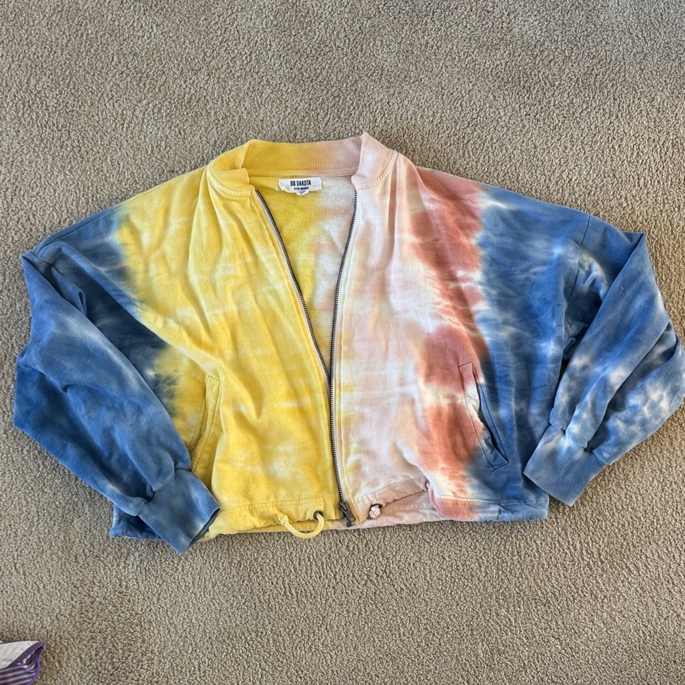 BB Dakota cropped tie die zip up jacket
